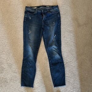 GAP Blue cropped Skinny Jeans with Distressed Detailing